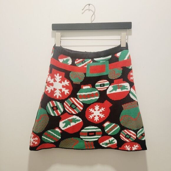 Merry Wear UGLY Christmas Tree Ornaments Knit Skirt Size M - Picture 7 of 8
